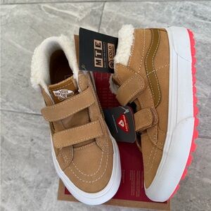 Vans Kids Brown Sneakers with White and Red Accents Shoes Sz 1.5